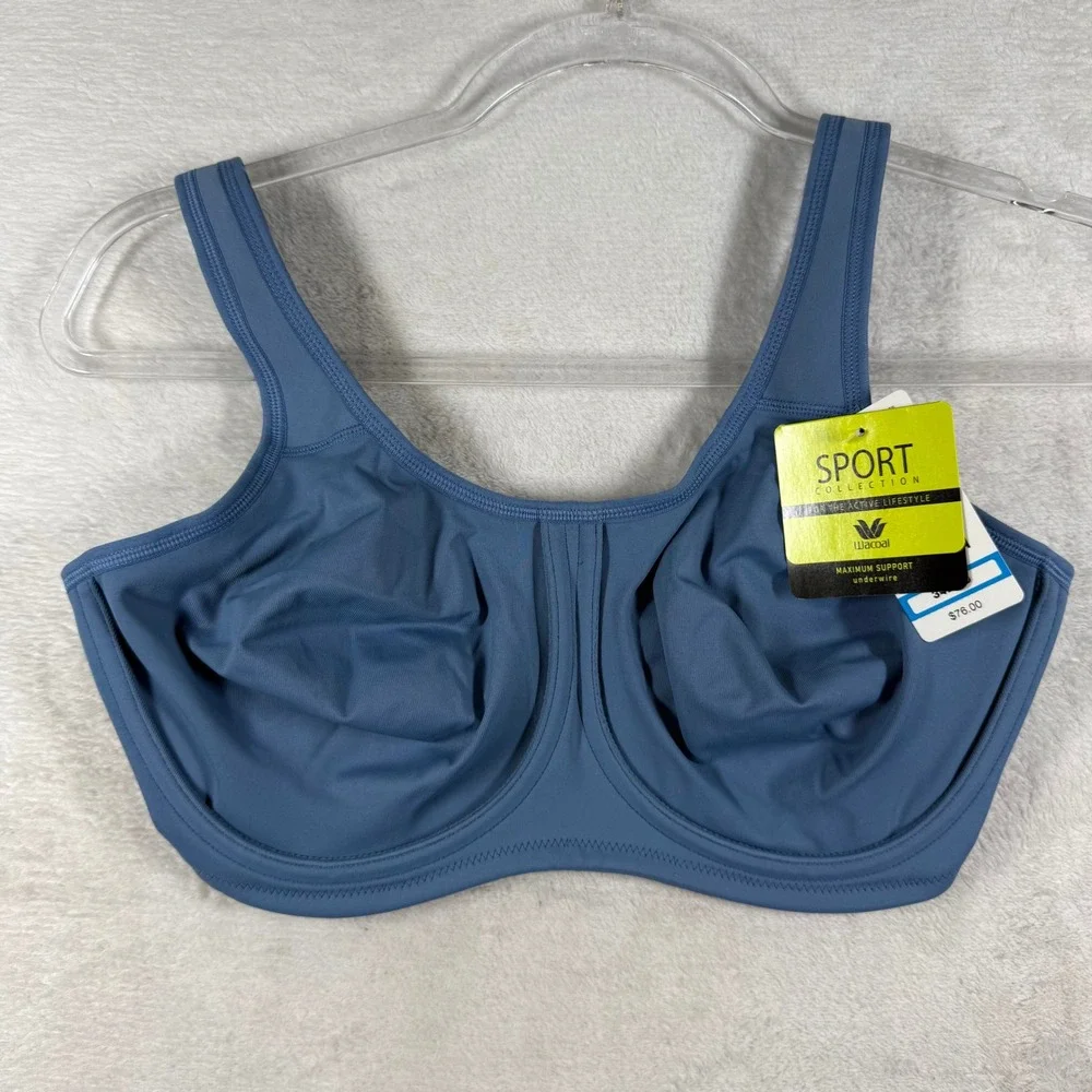Wacoal Sport Maximum Support Underwire Bra 855170 Blue 34DDD NWT